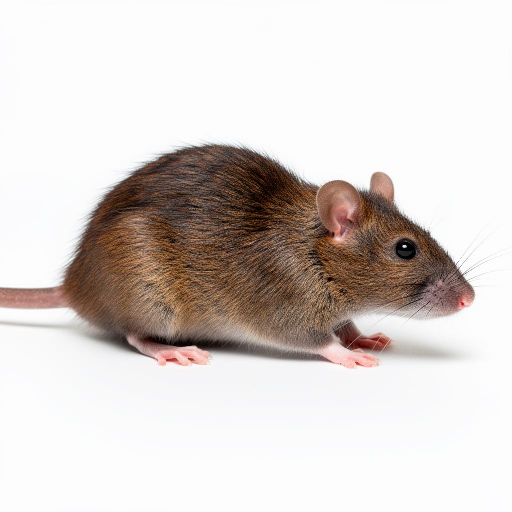 Commercial rat and rodent pest control — brown rat on white background
